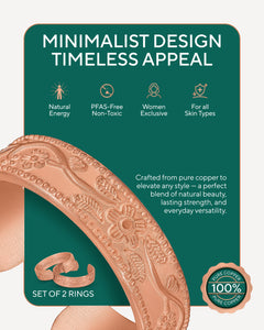 Pure Copper Rings Set – Floral (6mm)