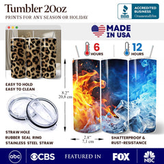 Wild Leopard Spot Pattern 20oz Personalized Tumbler With Lid and Stainless Steel Straw, Stylish Wildlife Gift Cup