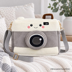 Camera Diaz Plush Crossbody Bag, Cute 9.5" Camera-Shaped Purse for Kids