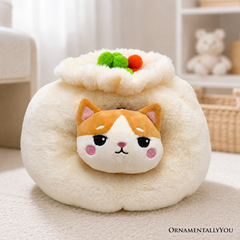 Meow Bao the Dumpling Kitty Plushie Set, 7.5" Adorable Soup Dumpling Stuffed Animal Toy for Kids