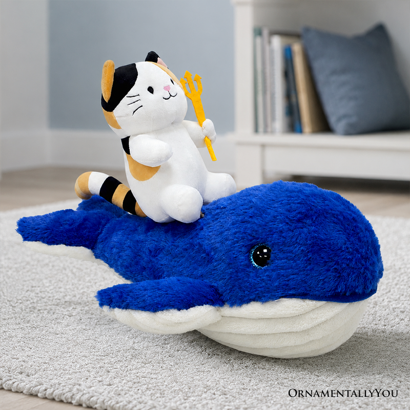 Pawseidon Cat Riding a Whale Plushie Set, 16