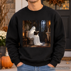Ghost Reading on the Toilet Sweatshirt, Funny Vintage Halloween Sweater