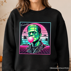 Vaperwave Frankenstein Retro Neon Horror Sweatshirt, Synthwave 80's Styled Classic Halloween Sweater