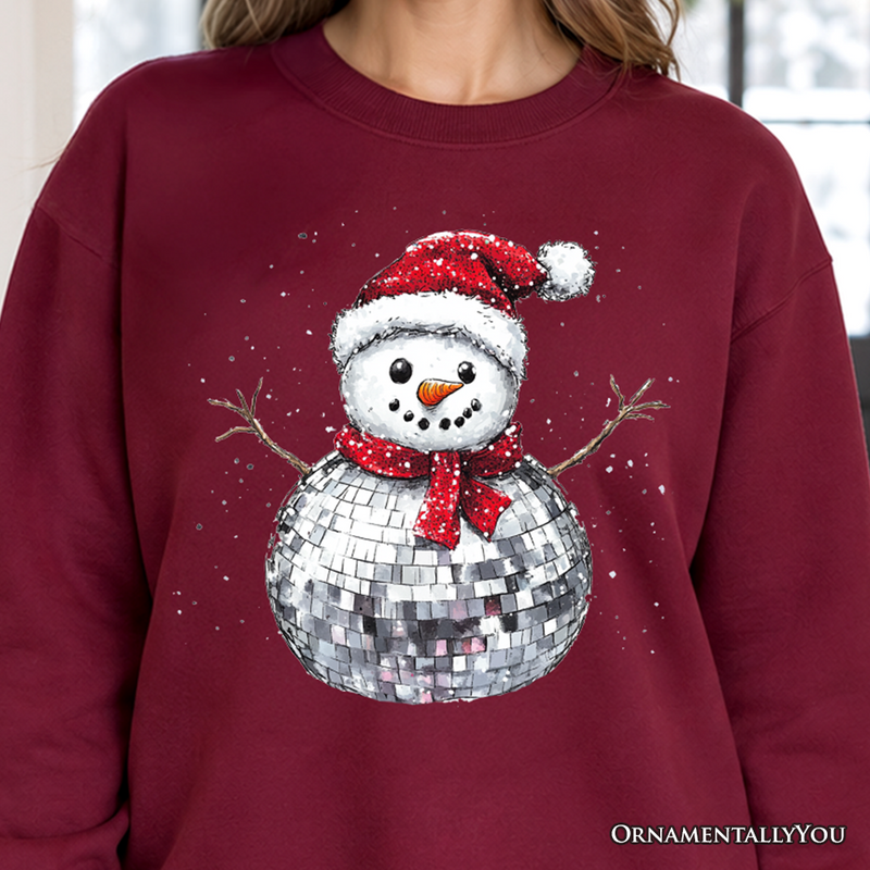 Disco Snowman Christmas Sweatshirt, Retro Holiday Sweater for Dancers