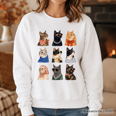 Colorful Cats Sweatshirt, Animals Breeds Summer Sweater