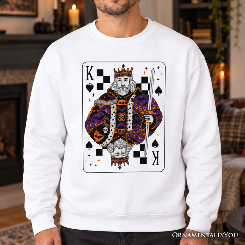 King of Spades Card Sweatshirt, Vintage Retro Halloween Sweater