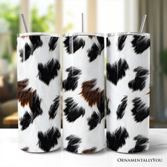Cowhide Fur Pattern 20oz Personalized Tumbler With Lid and Stainless Steel Straw, Rustic Farmhouse Gift Cup