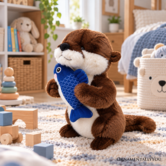 Otto the Otter Plushie, Adorable 12" Fish-Hugging Stuffed Animal for Kids’ Gifts