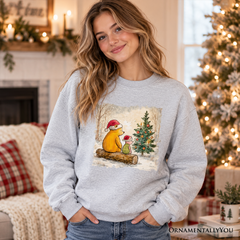 Winnie-the-Pooh Christmas With Friends Sweatshirt, 1926 A.A. Milne Cozy Heartwarming Holiday Sweater
