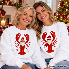 Santa Claws Lobster Sweatshirt, Funny Pun Coastal Christmas Holiday Sweater