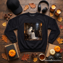 Ghost Reading on the Toilet Sweatshirt, Funny Vintage Halloween Sweater