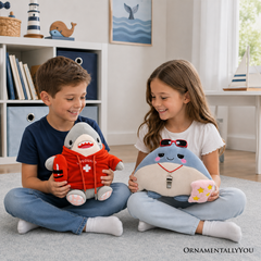 Finn Shark and Ray Stingray Lifeguard Plushie Set, 10.5" Funny Ocean Stuffed Animal Gift for Sea Life Lovers