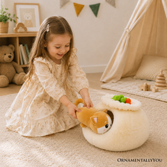Meow Bao the Dumpling Kitty Plushie Set, 7.5" Adorable Soup Dumpling Stuffed Animal Toy for Kids