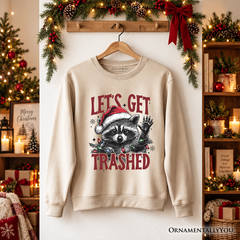 Let's Get Trashed Christmas Raccoon Sweatshirt, Funny Sweater for Feral Women