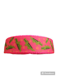 Pink Alligator Hot Pink Nylon Dog Collar MD, LG, XL, Leash
