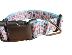 Branch Manager Light Blue Nylon Dog Collar MD, LG, XL, Leash, Martingale