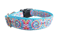 Light Rainbow Tie Dye Nylon Dog Collar