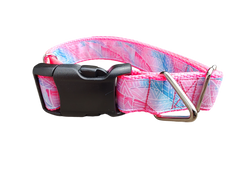 Textured Pink Leaves Nylon Dog Collar