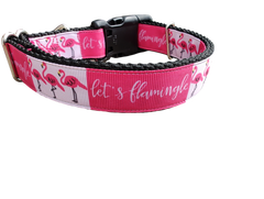 Let's Flamingle Flamingo Nylon Dog Collar