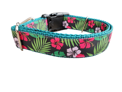 Tropical Flowers Nylon Dog Collar