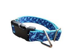 Blue Dinosaur Nylon Dog Collar
