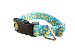 Teal Rubber Duckies Nylon Dog Collar