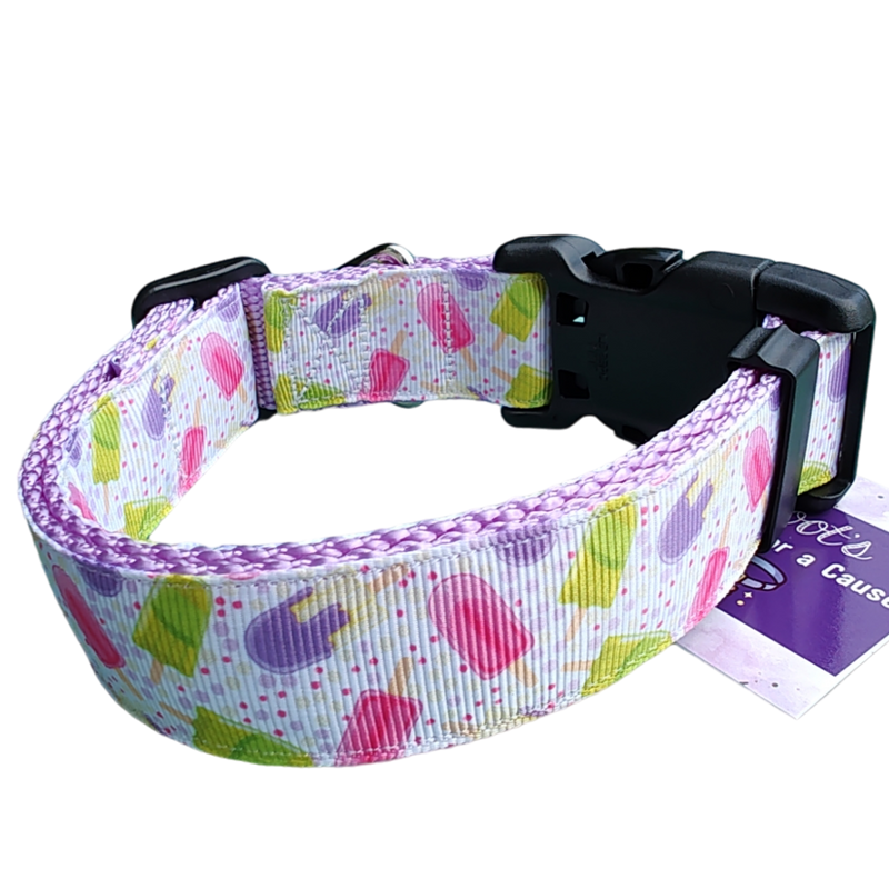 Popsicles Lavender Nylon Dog Collar MD, LG, XL, Leash