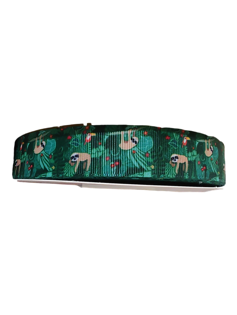 Green Sloth Nylon Dog Collar
