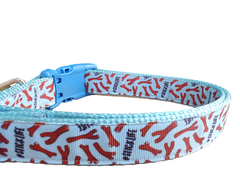 # Stick Life Light Blue Nylon Dog Collar MD, LG, XL, Leash, Martingale