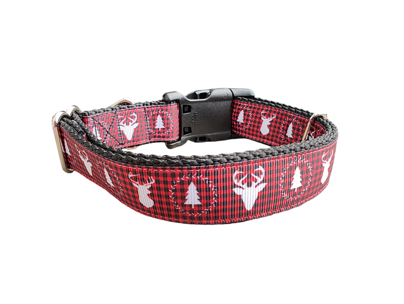 Deer Heads and Trees Nylon Dog Collar
