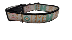 White and Gold Tribal Nylon Dog Collar