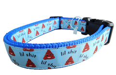 Blue Lil Shit Nylon Dog Collar MD, LG, XL, Leash