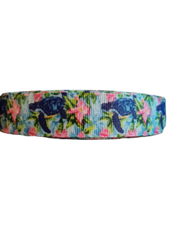 Sea Turtles and Flowers Nylon Dog Collar