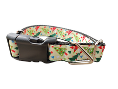 Red and Green Christmas Trees Nylon Dog Collar