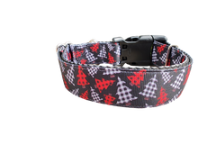 Red And Black Gingham Trees Nylon Dog Collar
