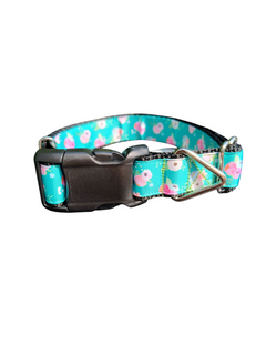 Floral on Green Nylon Dog Collar