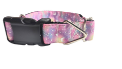 Pink Galaxy Moon and Stars Nylon Dog Collar