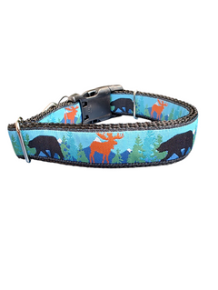 Moose and Bear Nylon Dog Collar