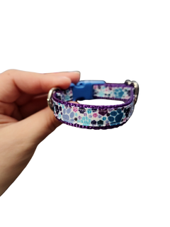 1/2" Purple Pawprints Nylon Dog / Cat Collar