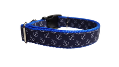 Blue Anchors Nylon Dog Collar
