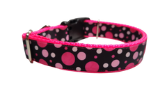 Pink Polka Dots Pattern Nylon Dog Collar