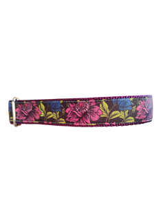 Pink & Blue Flowers Nylon Dog Collar