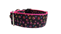 1.5" Wide Colorful Pawprints Nylon Dog Collar