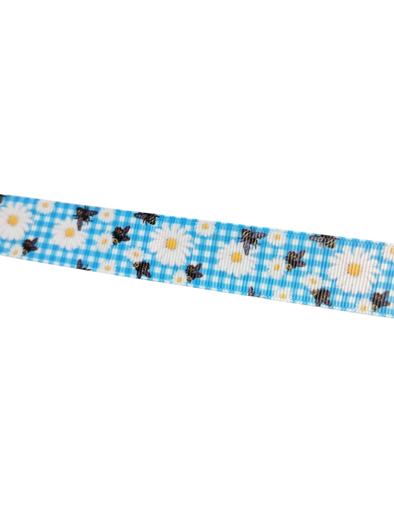 Daisy Bee Gingham Nylon Dog Collar