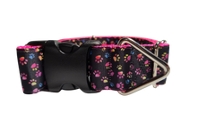 1.5" Wide Colorful Pawprints Nylon Dog Collar