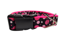 Pink Polka Dots Pattern Nylon Dog Collar