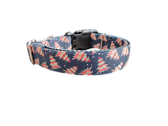 Striped Trees Christmas Nylon Dog Collar