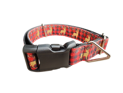 Red Plaid Deer Nylon Dog Collar