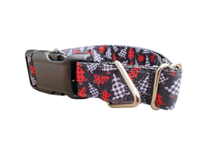 Red And Black Gingham Trees Nylon Dog Collar