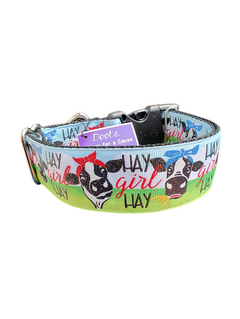 1.5" Wide Hay Girl Hay Cow Nylon Dog Collar